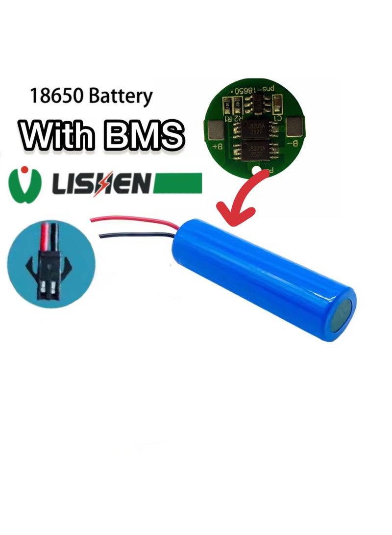 ليشين بطارية ليثيوم أيون Lishen 18650 قابلة لإعادة الشحن بسعة 1200mAh وجهد 3.7 فولت مع دائرة حماية BMS وموصل – قطعة واحدة - Image 3
